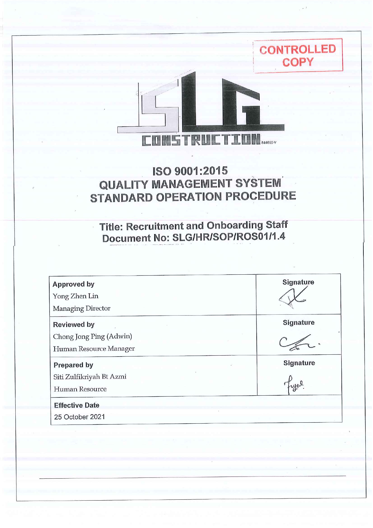 SLG-PRO-SOP Page 1